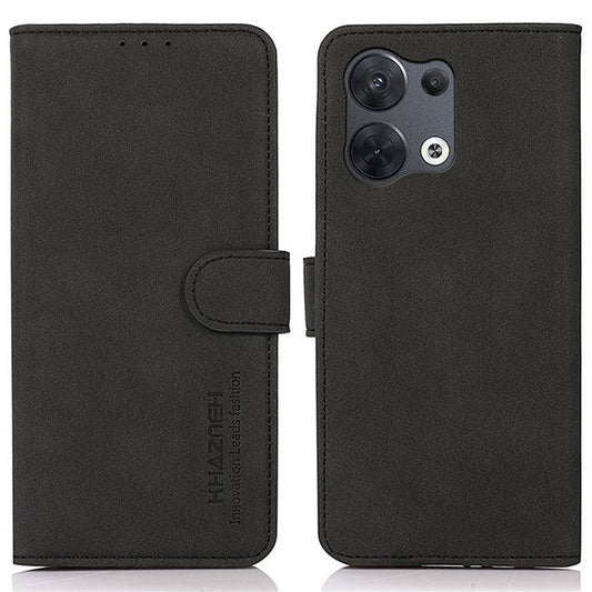 KHAZNEH For Oppo Reno8 Pro 5G (Global Version) / Reno8 Pro+ (China) 5G Magnetic Clasp Textured PU Leather + TPU Stand Wallet Phone Case Cover - Black