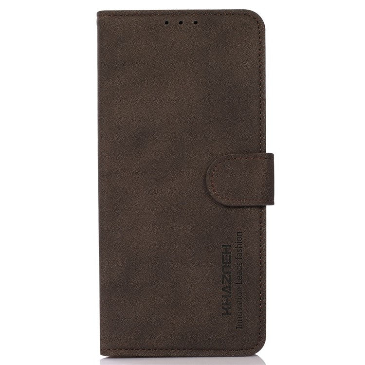 KHAZNEH For Oppo Reno8 Pro 5G (Global Version) / Reno8 Pro+ (China) 5G Magnetic Clasp Textured PU Leather + TPU Stand Wallet Phone Case Cover - Brown
