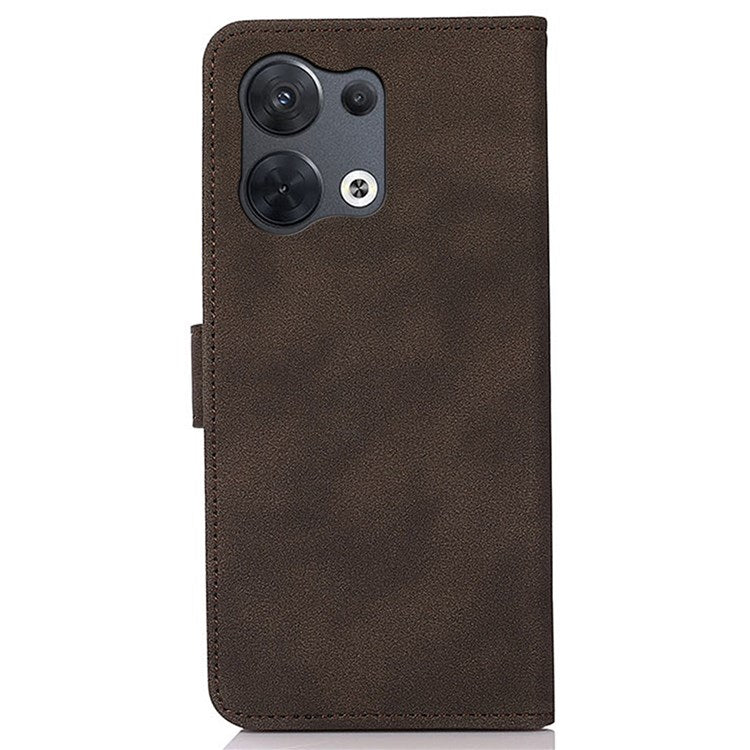 KHAZNEH For Oppo Reno8 Pro 5G (Global Version) / Reno8 Pro+ (China) 5G Magnetic Clasp Textured PU Leather + TPU Stand Wallet Phone Case Cover - Brown