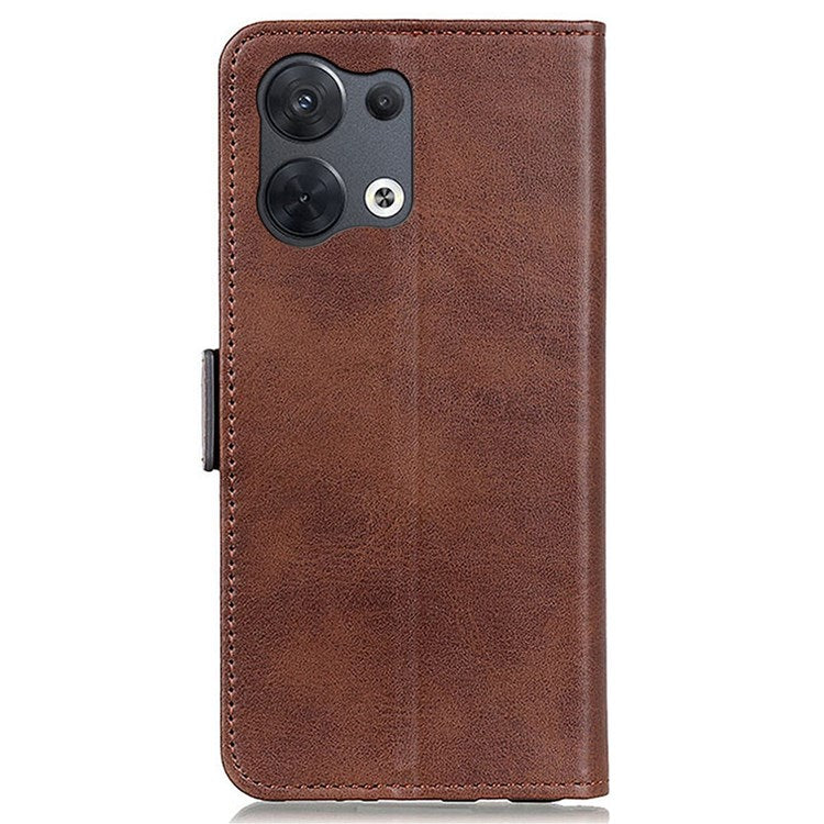 Side Magnetic Clasp PU Leather Case for Oppo Reno8 5G (Global Version) / Oppo Reno8 5G, Wallet Stand Full Protection Phone Cover - Brown