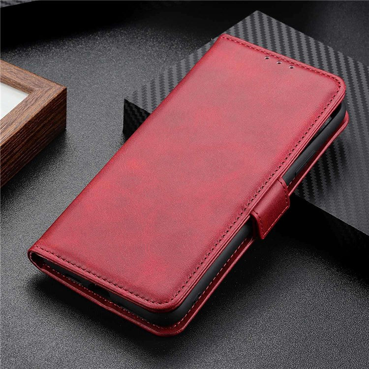 Side Magnetic Clasp PU Leather Case for Oppo Reno8 5G (Global Version) / Oppo Reno8 5G, Wallet Stand Full Protection Phone Cover - Red