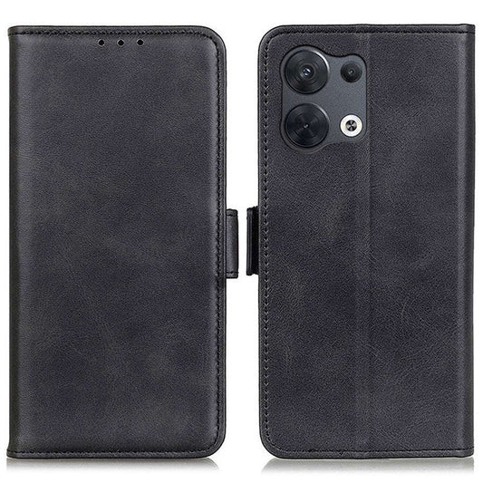 PU Leather Wallet Case for Oppo Reno8 Pro+ (China) 5G / Reno8 Pro 5G (Global Version), Foldable Stand Magnetic Closure Phone Cover - Black