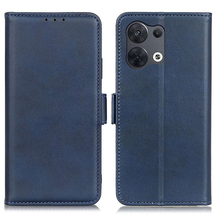 PU Leather Wallet Case for Oppo Reno8 Pro+ (China) 5G / Reno8 Pro 5G (Global Version), Foldable Stand Magnetic Closure Phone Cover - Blue