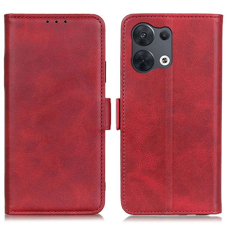 PU Leather Wallet Case for Oppo Reno8 Pro+ (China) 5G / Reno8 Pro 5G (Global Version), Foldable Stand Magnetic Closure Phone Cover - Red