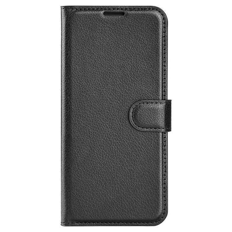 Litchi Texture Case for Oppo Reno8 Pro (China) 5G, Foldable Stand PU Leather Wallet Full Body Protection Cell Phone Cover - Black