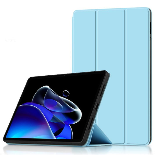 For Realme Pad X Shockproof Folio Flip Anti-fall Tri-fold Stand PU Leather + TPU Tablet Cover Case - Blue