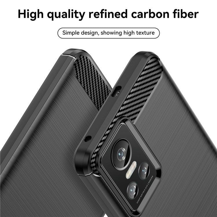 Brushed Surface Phone Case for Realme GT Neo3, Light Slim TPU Phone Case Carbon Fiber Texture Cover - Black