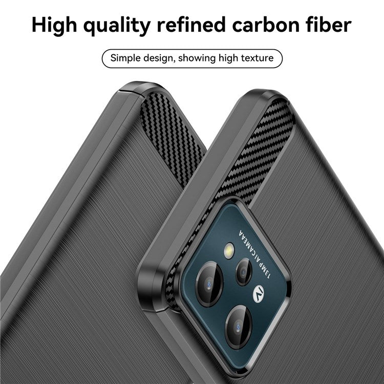 For Realme C31 Light Thin TPU Phone Case Carbon Fiber Texture Brushed Surface Anti-fall Cover - Black