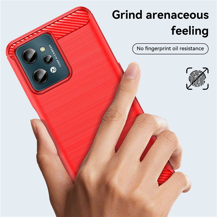 For Realme C31 Light Thin TPU Phone Case Carbon Fiber Texture Brushed Surface Anti-fall Cover - Red