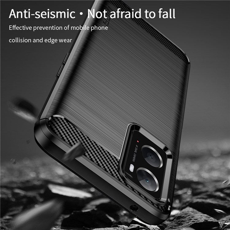 MOFI for Oppo A57 4G / A57s 4G / A57 (2022) 5G / A77 5G / K10 5G / Realme V23 4G / Narzo 50 5G / Q5i Ultra-slim Carbon Fiber Texture Soft TPU Back Cover Brushed Surface Anti-oil Phone Case - Black