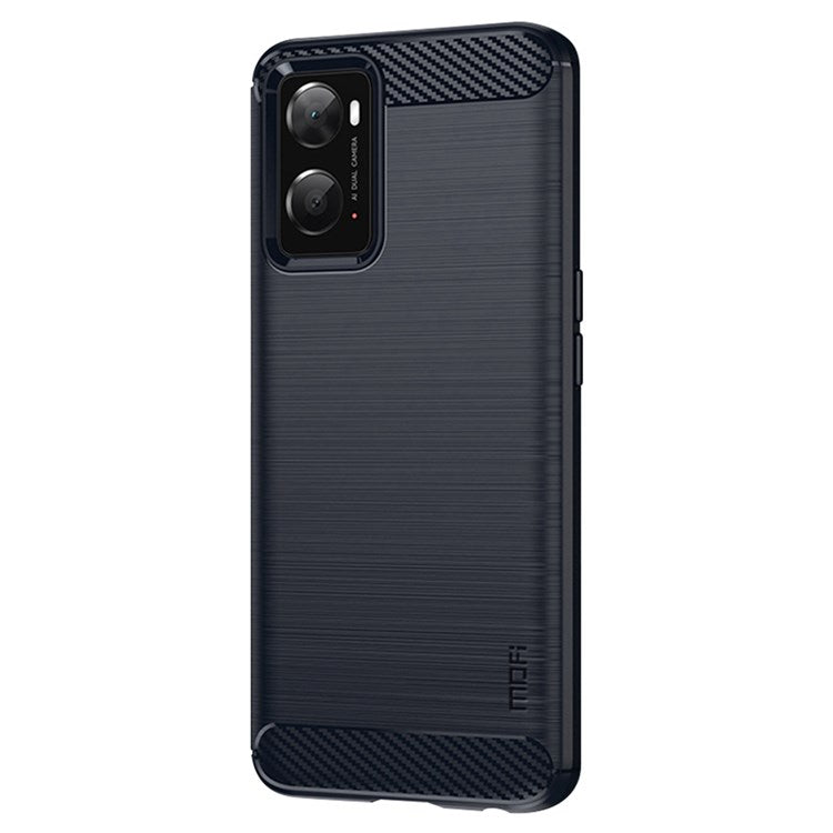 MOFI for Oppo A57 4G / A57s 4G / A57 (2022) 5G / A77 5G / K10 5G / Realme V23 4G / Narzo 50 5G / Q5i Ultra-slim Carbon Fiber Texture Soft TPU Back Cover Brushed Surface Anti-oil Phone Case - Blue