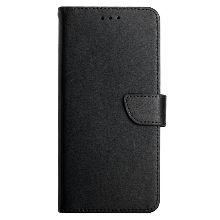 For vivo X80 Lite 5G / V25 5G HT02 Nappa Texture Genuine Leather Wallet Phone Case Solid Color Stand Magnetic Closure Protective Cover - Black