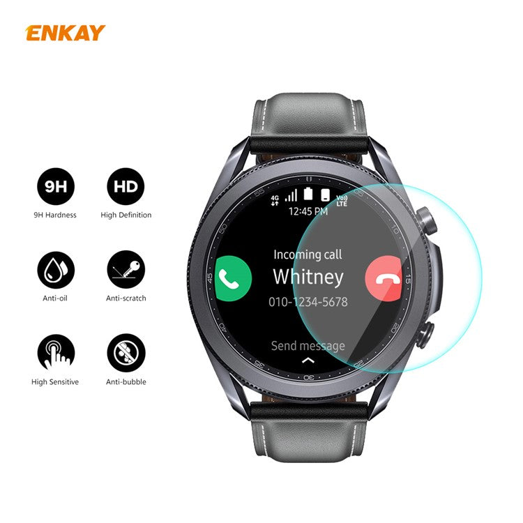 HAT PRINCE 2 Pcs/Set 0.2mm 9H 2.15D Arc Edge Tempered Glass Watch Screen Film for Samsung Galaxy Watch 3 45mm