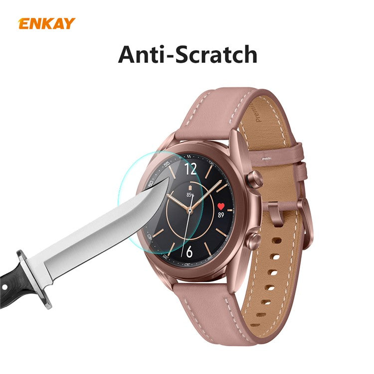 HAT PRINCE 2 Pcs/Set 0.2mm 9H 2.15D Arc Edge Tempered Glass Watch Screen Film for Samsung Galaxy Watch 3 45mm