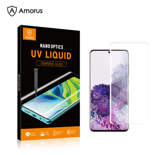 AMORUS for Samsung Galaxy S20 4G / S20 5G [UV Light Irradiation] UV Film 3D Curved Tempered Glass Screen Protector
