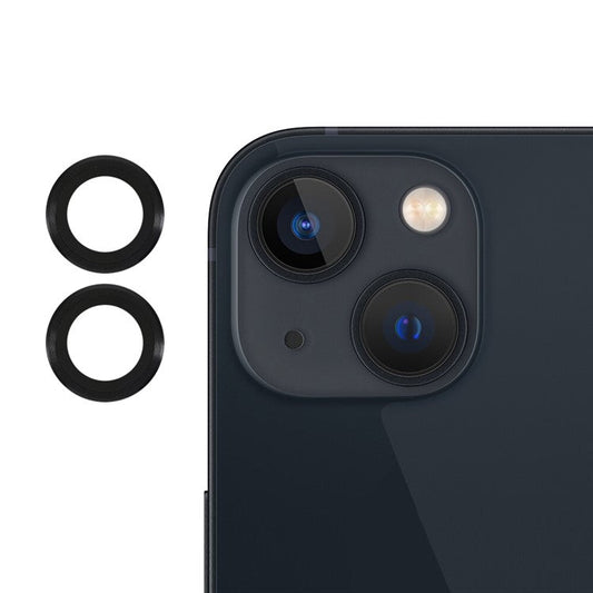 2pcs/Set Monochrome Design AGC Glass Camera Lens Protector Film Guard for iPhone 13/13 mini - Black