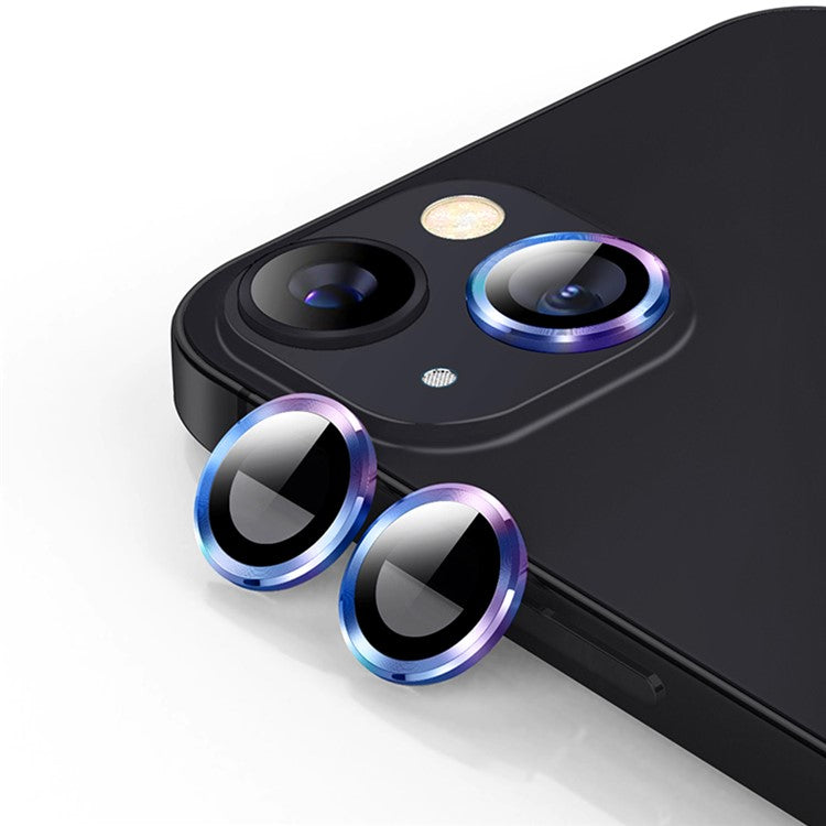 ENKAY HAT PRINCE HD Anti-Scratch 9H Tempered Glass Back Camera Lens Protector with Aluminum Alloy Trim (2Pcs/Group) for iPhone 13 / 13 mini - Colorful