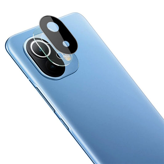 IMAK Abrasion-resistant Wear-resistant HD Clear Tempered Glass Lens Film+ Acrylic Lens Cap (Black Version) for Xiaomi Mi 11 5G