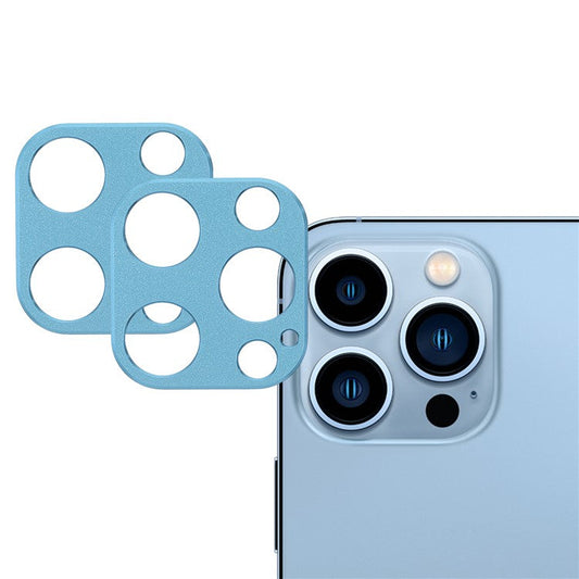 2Pcs/Set Aluminum Alloy Precise Cutout Anti-scratch Camera Lens Protectors for iPhone 13 Pro 6.1 inch/13 Pro Max 6.7 inch - Sky Blue