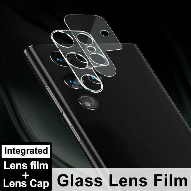 IMAK Full Cover Clear Precise Cutout Tempered Glass Camera Lens Film + Acrylic Lens Cap for Samsung Galaxy S22 Ultra 5G