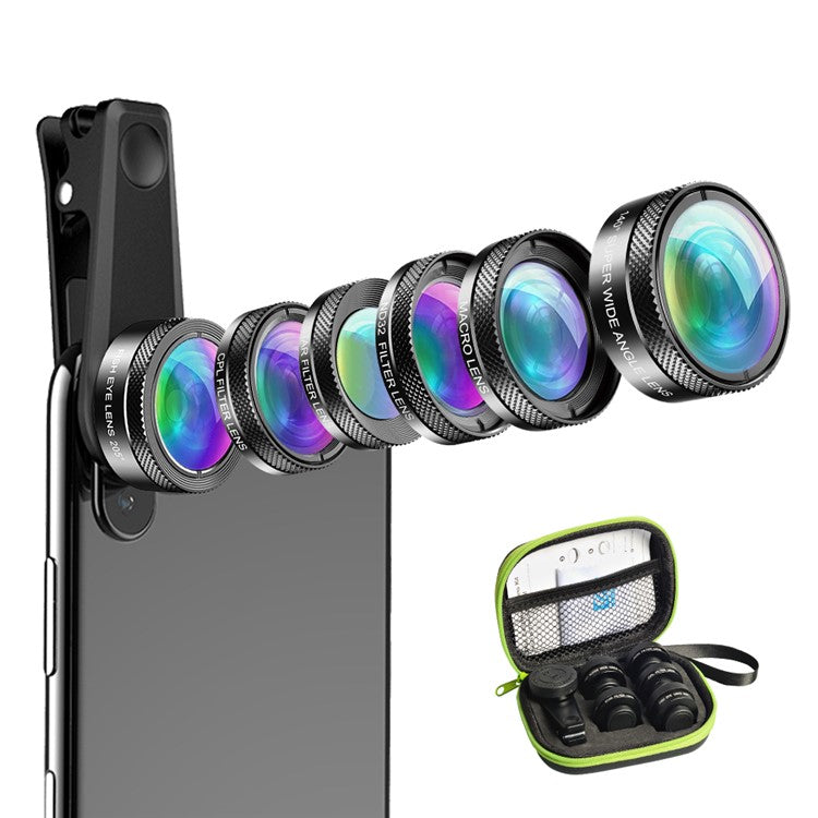 APEXEL APL-DG6 HD Multi-function Wide Angle / Star Filter / Macro / Fisheye / ND Filter / CPL Filter 6-in-1 Lens Kit