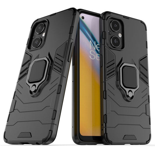 Ring Kickstand Fall Protection PC + TPU Phone Case Protective Cover for OnePlus Nord N20 5G / Reno8 Lite 5G - Black
