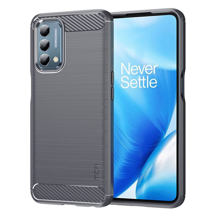 MOFI JK TPU Series-1 for OnePlus Nord N200 5G/Oppo A54 5G/A74 5G/A93 5G Anti-Scratch Carbon Fiber Design Brushed Surface Phone Case Flexible TPU Shockproof Phone Back Cover - Grey
