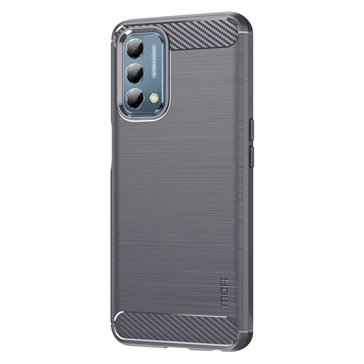 MOFI JK TPU Series-1 for OnePlus Nord N200 5G/Oppo A54 5G/A74 5G/A93 5G Anti-Scratch Carbon Fiber Design Brushed Surface Phone Case Flexible TPU Shockproof Phone Back Cover - Grey