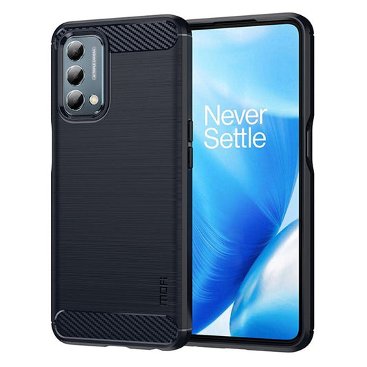 MOFI JK TPU Series-1 for OnePlus Nord N200 5G/Oppo A54 5G/A74 5G/A93 5G Anti-Scratch Carbon Fiber Design Brushed Surface Phone Case Flexible TPU Shockproof Phone Back Cover - Blue