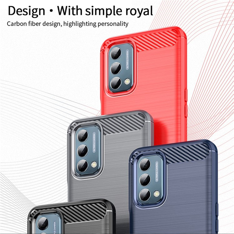 MOFI JK TPU Series-1 for OnePlus Nord N200 5G/Oppo A54 5G/A74 5G/A93 5G Anti-Scratch Carbon Fiber Design Brushed Surface Phone Case Flexible TPU Shockproof Phone Back Cover - Blue