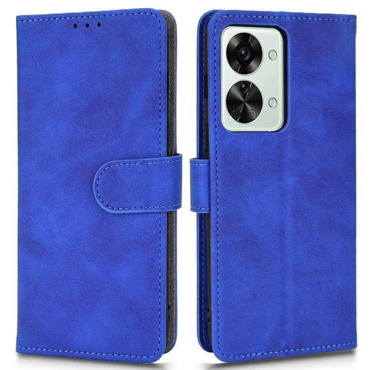For OnePlus Nord 2T 5G Anti-Fall Flip Case Wallet Skin-Touch Feeling PU Leather Magnetic Cellphone Case Stand - Blue