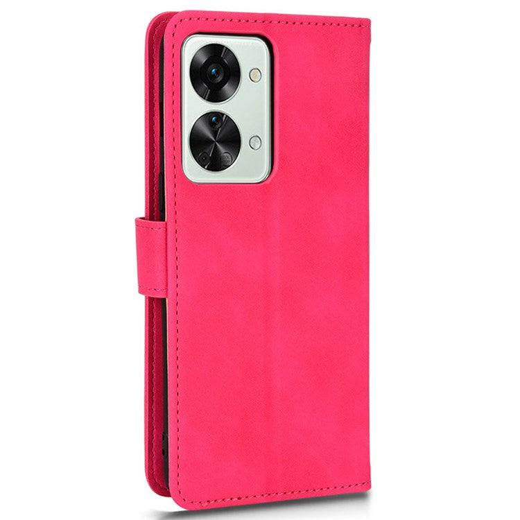For OnePlus Nord 2T 5G Anti-Fall Flip Case Wallet Skin-Touch Feeling PU Leather Magnetic Cellphone Case Stand - Rose