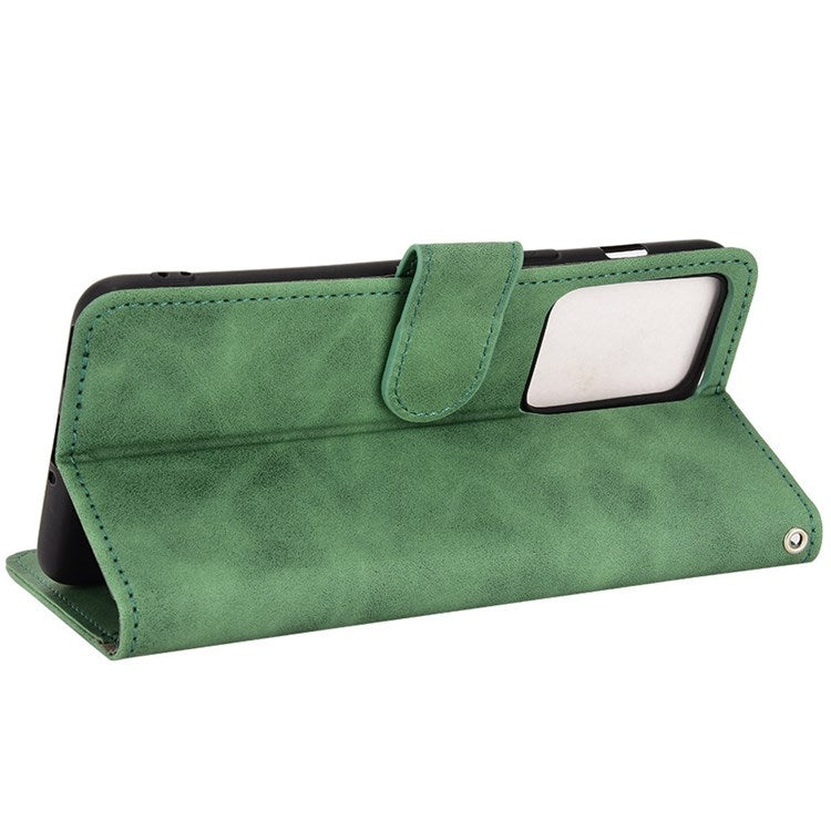 For OnePlus Nord 2T 5G Anti-Fall Flip Case Wallet Skin-Touch Feeling PU Leather Magnetic Cellphone Case Stand - Green