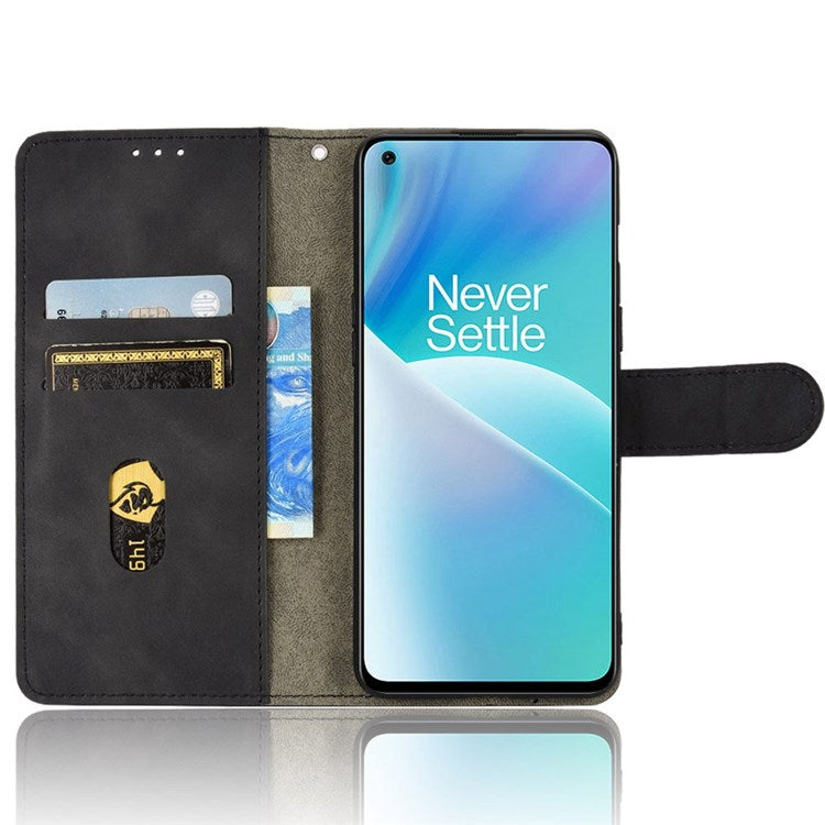For OnePlus Nord 2T 5G Anti-Fall Flip Case Wallet Skin-Touch Feeling PU Leather Magnetic Cellphone Case Stand - Black