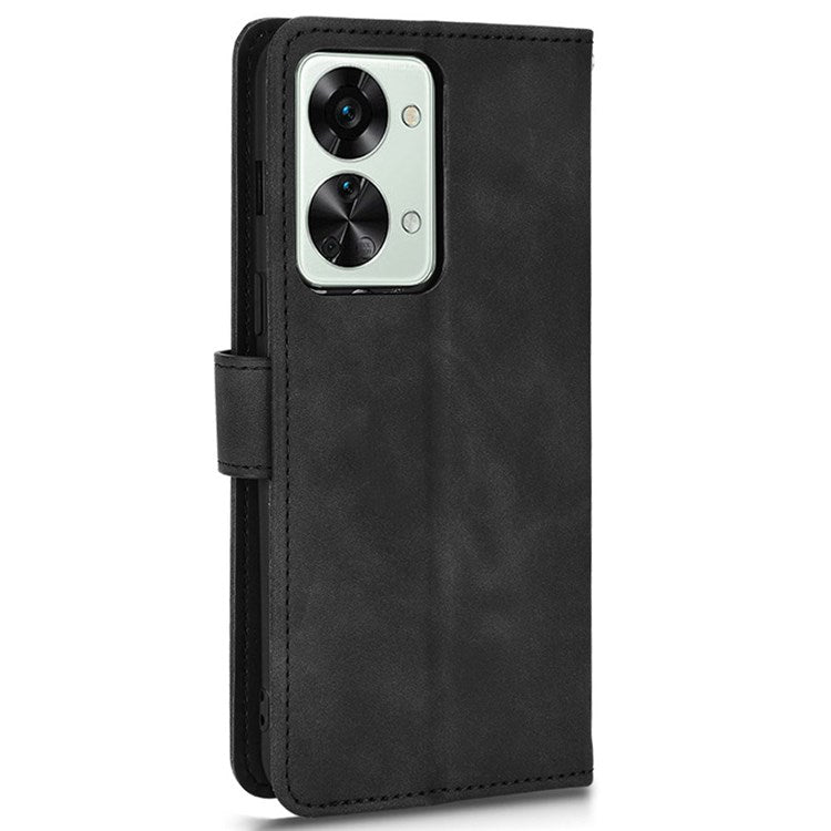 For OnePlus Nord 2T 5G Anti-Fall Flip Case Wallet Skin-Touch Feeling PU Leather Magnetic Cellphone Case Stand - Black