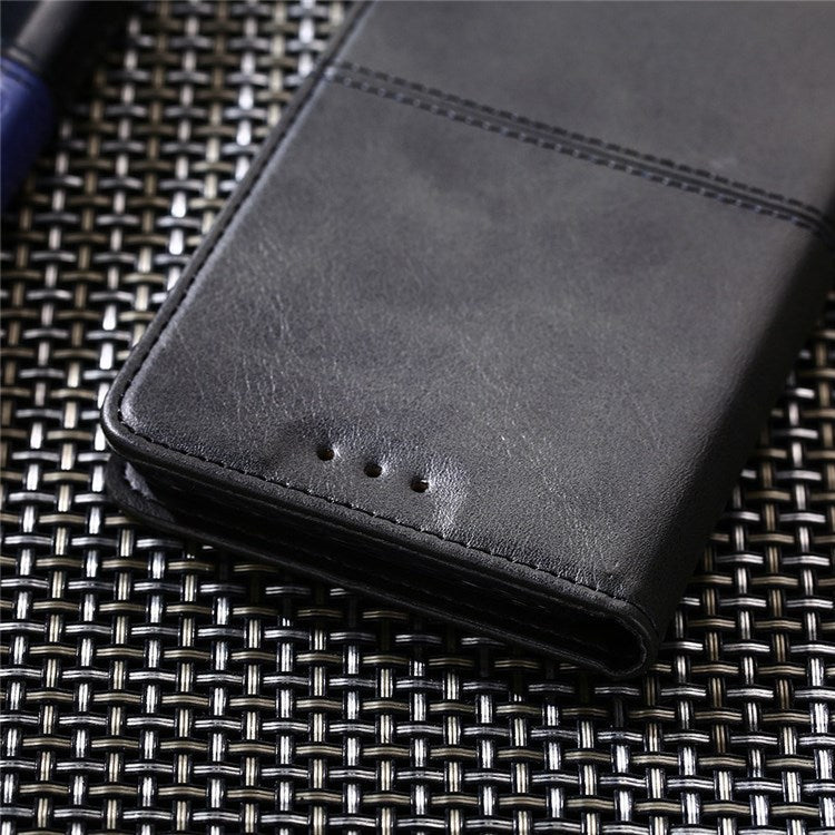 For OnePlus Nord 2T 5G Textured PU Leather Case Auto Closure Magnetic Phone Shell with Card Holder Stand - Black