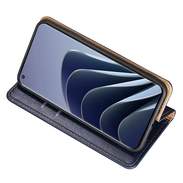 For OnePlus Nord 2T 5G PU Leather Foldable Stand Phone Cover Magnetic Auto-absorbed Wallet Folio Flip Case - Blue