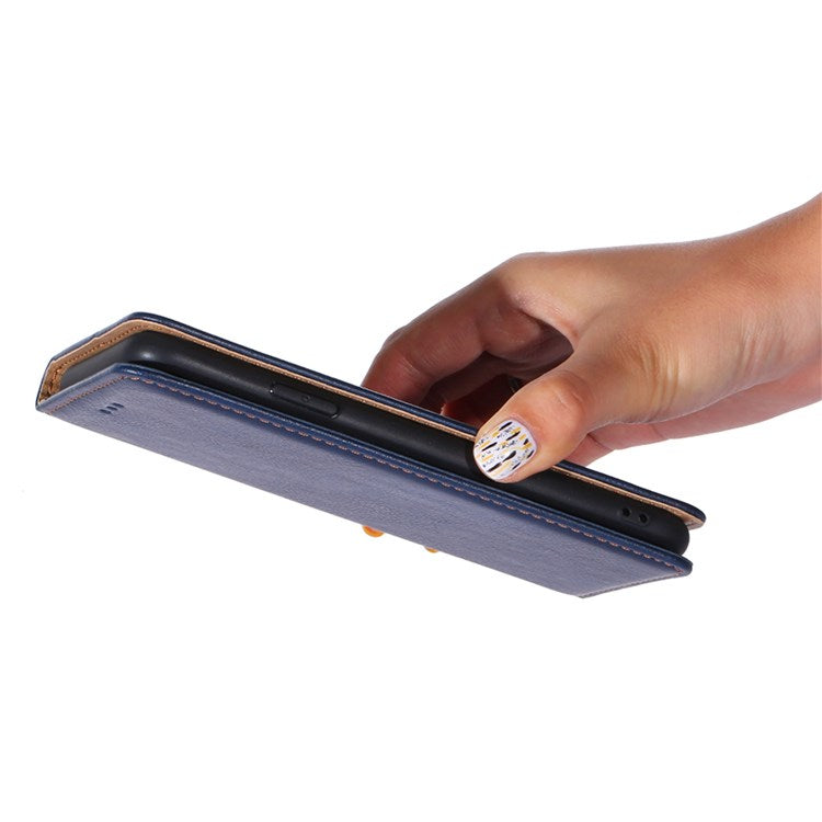 For OnePlus Nord 2T 5G PU Leather Foldable Stand Phone Cover Magnetic Auto-absorbed Wallet Folio Flip Case - Blue