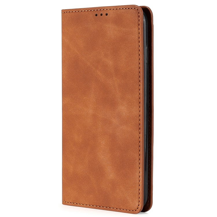 Card Holder PU Leather Case for OnePlus Nord 2T 5G, Stand Magnetic Auto-absorbed Protective Cover - Light Brown