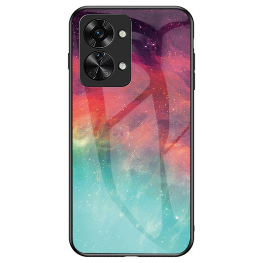 For OnePlus Nord 2T 5G Anti-Drop Starry Sky Pattern Tempered Glass Back+Hard PC+TPU Wear-Resistant Cover - Color Starry Sky