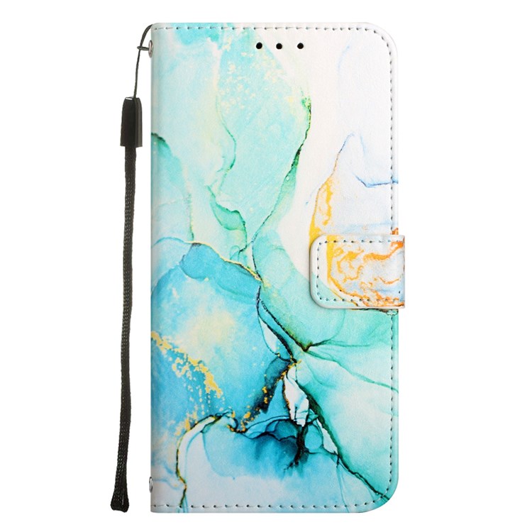 YB Pattern Printing Leather Series-5 for OnePlus Nord 2T 5G Marble Pattern Printing Handbag PU Leather Stand Function Wallet Flip Cover with Strap - Green 003