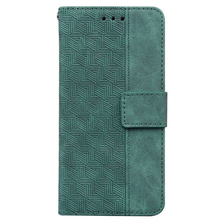 Geometry Pattern Imprinted Phone Case for OnePlus Nord 2T 5G, PU Leather TPU Stand Wallet All-round Protection Cover with Strap - Green