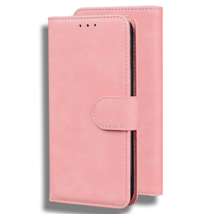 Solid Color Phone Case for OnePlus Nord 2T 5G, PU Leather Anti-scratch Protective Cover with Wallet Stand - Pink