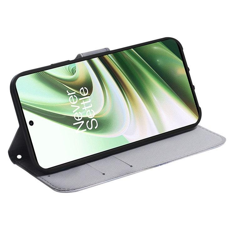 For OnePlus Nord 2T 5G Shockproof PU Leather Phone Case Anti-drop Pattern Printing Wallet Stand Magnetic Cover with Strap - Tiger Head