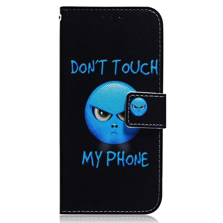 For OnePlus Nord 2T 5G Shockproof PU Leather Phone Case Anti-drop Pattern Printing Wallet Stand Magnetic Cover with Strap - Don't Touch My Phone