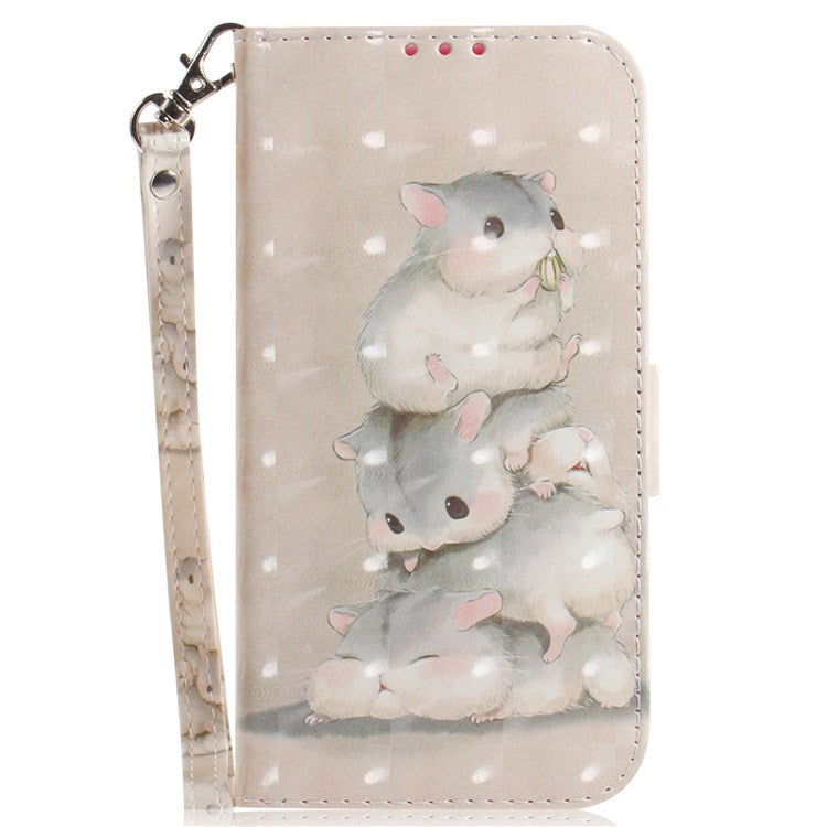 For OnePlus Nord 2T 5G Drop-proof Wallet Case 3D Pattern Printing PU Leather Wrist Strap Stand Feature Flip Cover - Stacking Squirrels