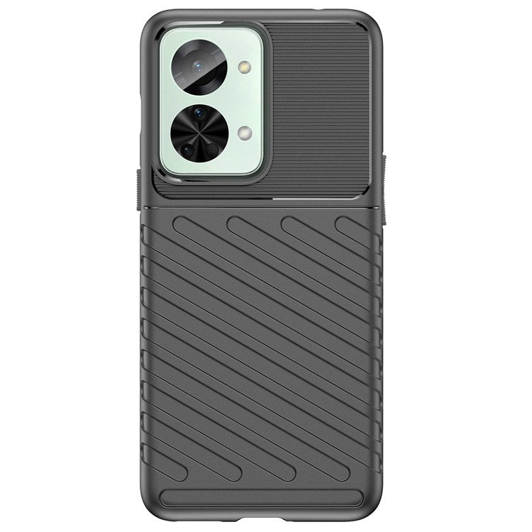 For OnePlus Nord 2T 5G Thunder Series Thickened TPU Phone Case Twill Texture Wear-resistant Shell - Black