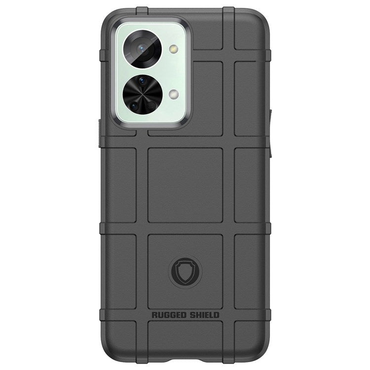 For OnePlus Nord 2T 5G Rugged Square Grid Design Soft TPU Durable Phone Case Well-protected Shell - Black