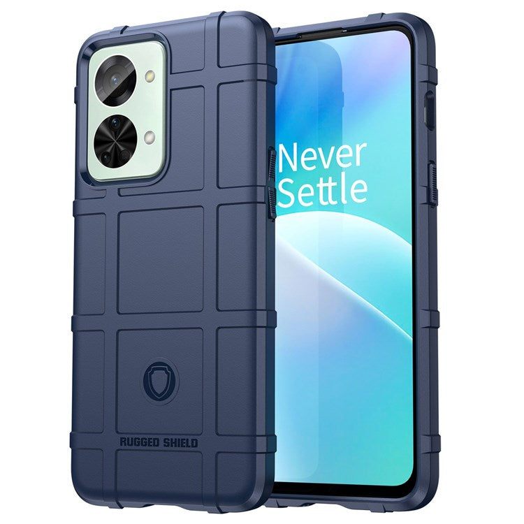 For OnePlus Nord 2T 5G Rugged Square Grid Design Soft TPU Durable Phone Case Well-protected Shell - Blue