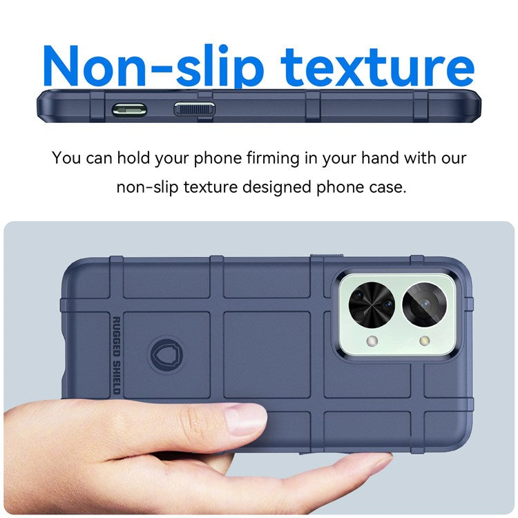 For OnePlus Nord 2T 5G Rugged Square Grid Design Soft TPU Durable Phone Case Well-protected Shell - Blue